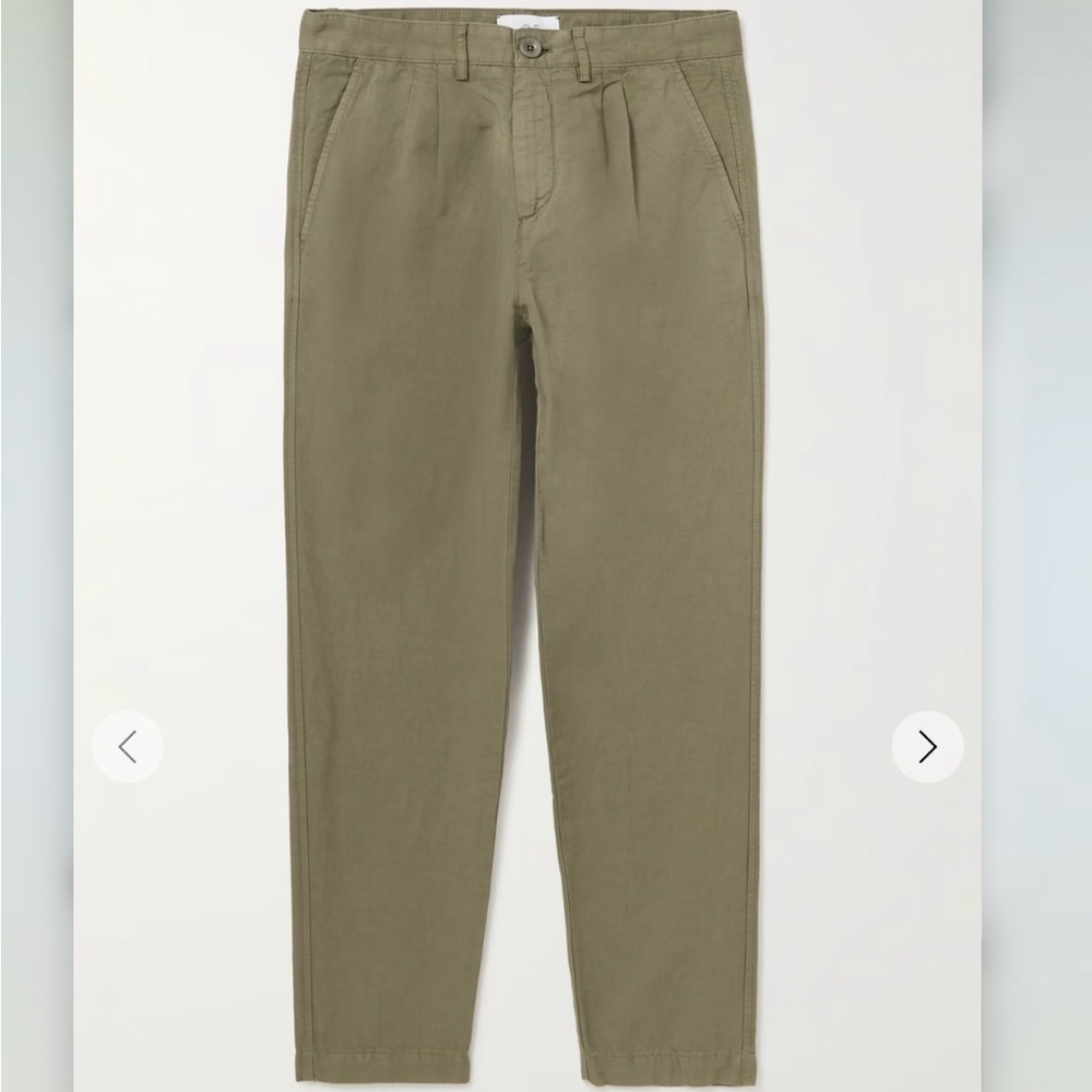 MR P. Straight-Leg Pleated‎ Garment-Dyed Cotton and Linen-Blend Trousers